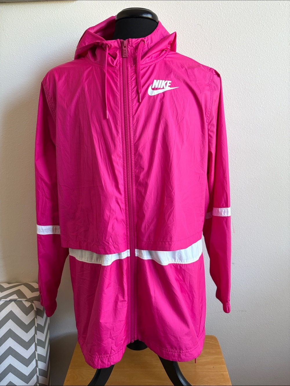Nike Hot Pink Hooded Windrunner with White Accents Size XXL